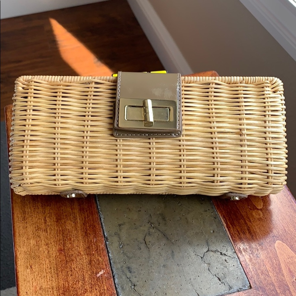 J. Crew natural rattan / straw clutch